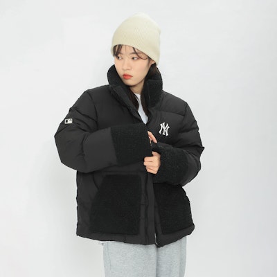MLB New York Yankees Letter Print Fleece Down Jacket Black Unisex Winter Coat 3ADJEC216-50BKS Details for MLB New York Yankees Letter Print Fleece Down Jacket Black Unisex Winter Coat 3ADJEC216-50BKS