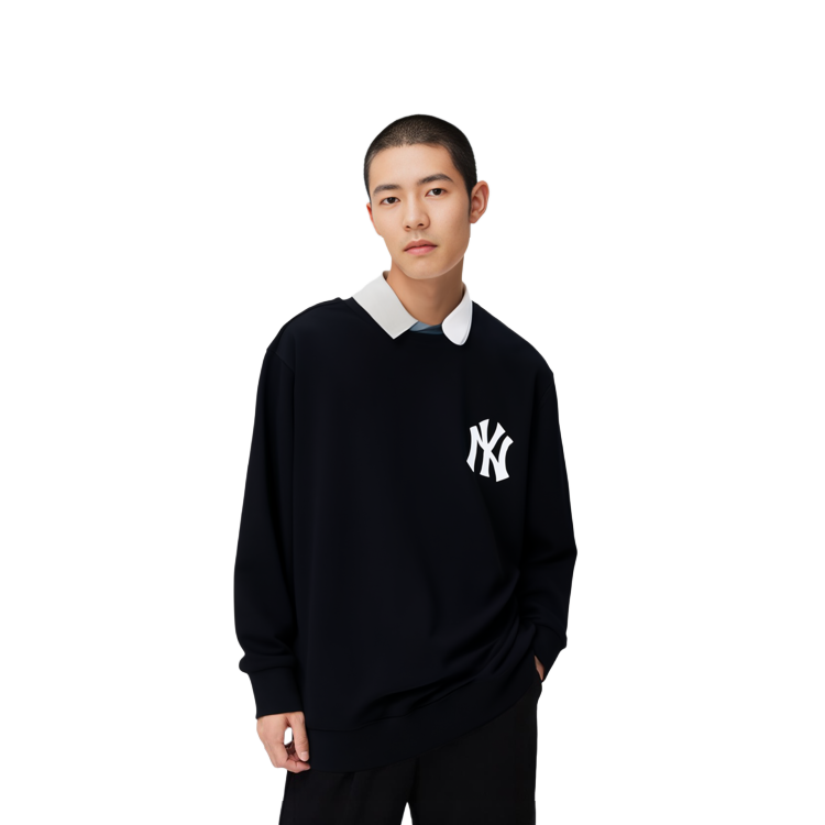 MLB New York Yankees Letter Print Oversized Crewneck Sweatshirt Unisex Black 3AMTL0514-50BKS 圖 6