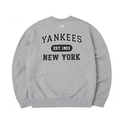 MLB New York Yankees Letter Print Pullover Sweatshirt Unisex Gray 3AMTV0741-50MGS