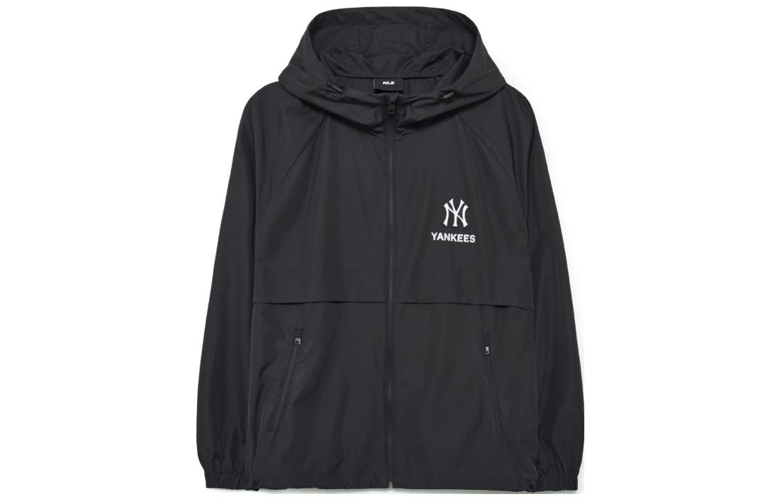 MLB New York Yankees Letter Print Zip-Up Hoodie Jacket Unisex Black 3AWJB0133-50BKS