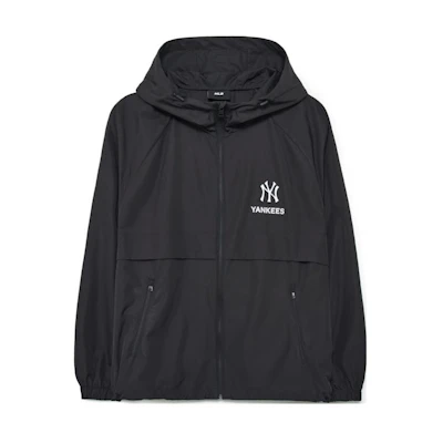 MLB New York Yankees Letter Print Zip-Up Hoodie Jacket Unisex Black 3AWJB0133-50BKS