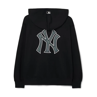 MLB New York Yankees Letter Print Zip Hoodie Black Unisex Sweatshirt Jacket 3ATRB0231-50BKS
