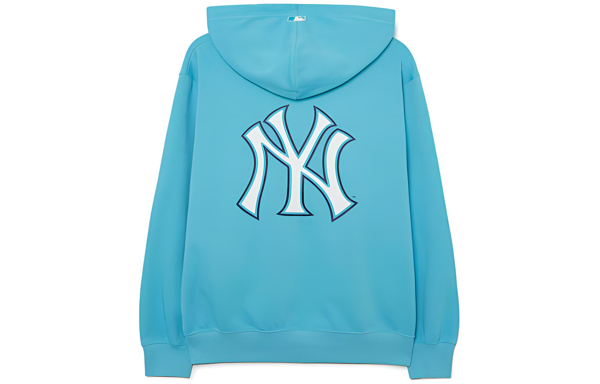 MLB New York Yankees Letter Print Zip Hoodie Blue Unisex 3ATRB0231-50TQS