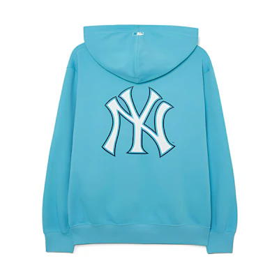 MLB New York Yankees Letter Print Zip Hoodie Blue Unisex 3ATRB0231-50TQS