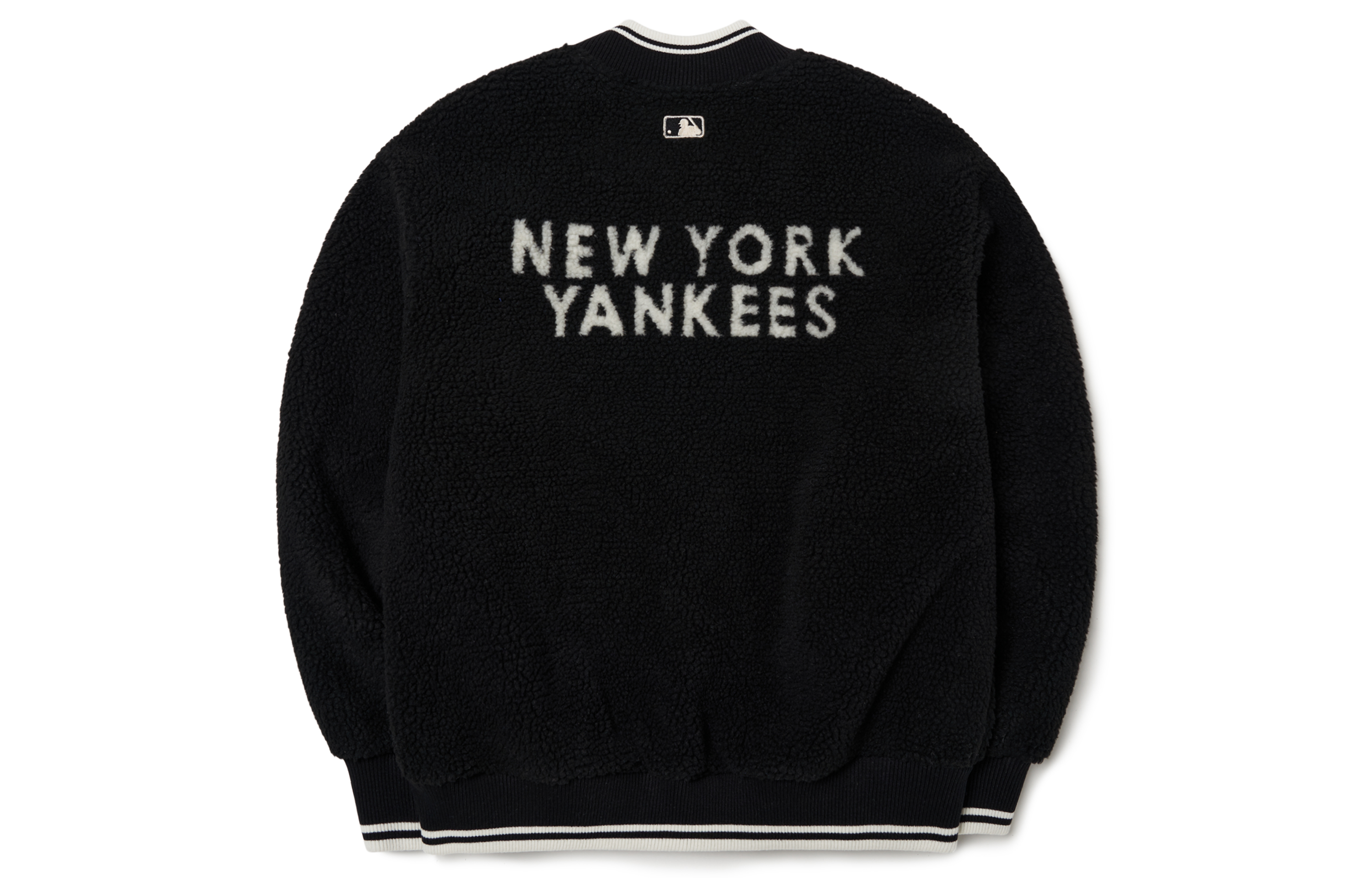 MLB New York Yankees Letter Printed Sherpa Baseball Jacket Unisex Black 3AJPF0116-50BKS 圖 3