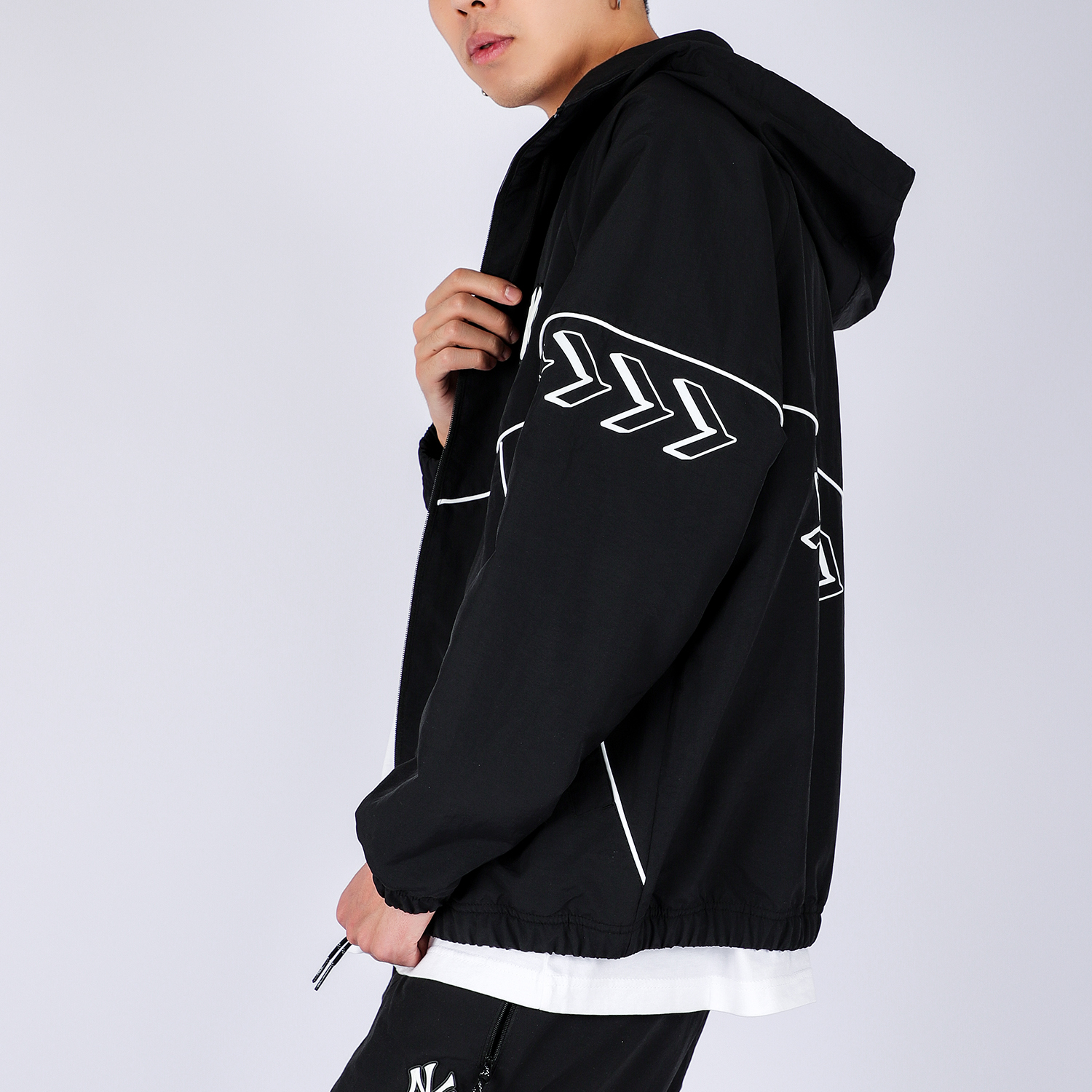 MLB New York Yankees Letter Zip Hoodie Jacket Unisex Black 31JPUD111-50L 圖 5