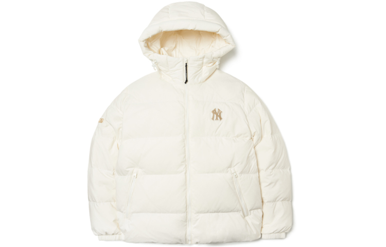 MLB New York Yankees Lightweight Beige Logo Hooded Down Jacket Unisex Winter Wear. 3ADJL0616-50IVS 圖 2
