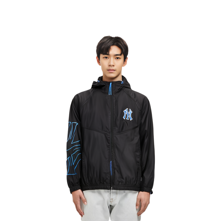 Sizing MLB New York Yankees Jaket Hoodie Ringan Unisex Hitam 31JPIA131-50L