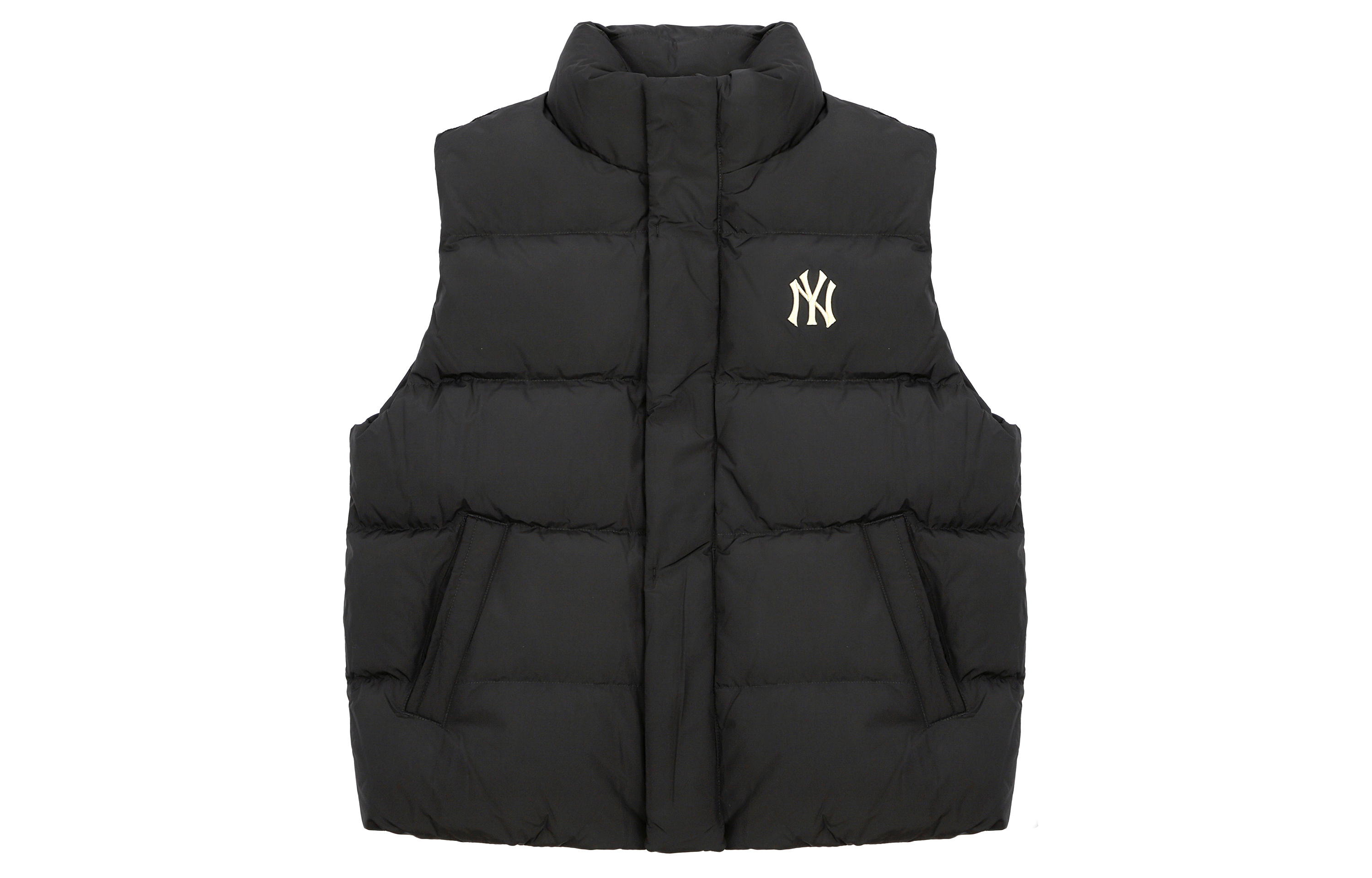 MLB New York Yankees Lightweight Puffer Vest Unisex Black with Logo Embroidery. 3ADVB0116-50BKS