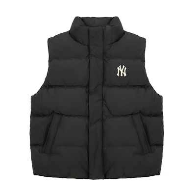 MLB New York Yankees Lightweight Puffer Vest Unisex Black with Logo Embroidery. 3ADVB0116-50BKS