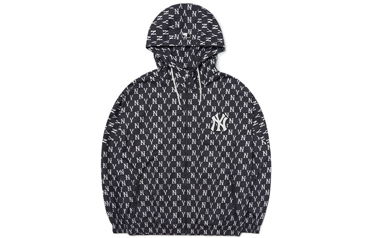 MLB New York Yankees Logo All-Over Print Hoodie Jacket Unisex Black. 3AWJM0121-50BKS