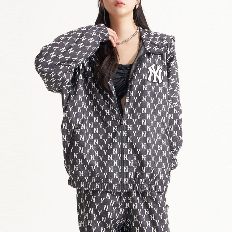 MLB New York Yankees Logo All-Over Print Hoodie Jacket Unisex Black. 3AWJM0121-50BKS 圖 4