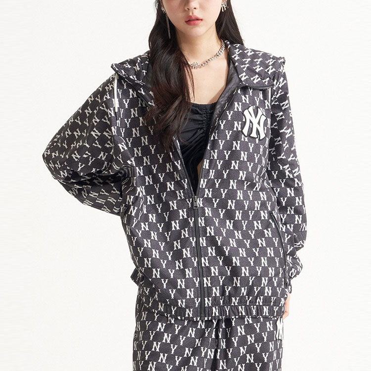 MLB New York Yankees Logo All-Over Print Hoodie Jacket Unisex Black. 3AWJM0121-50BKS 圖 5