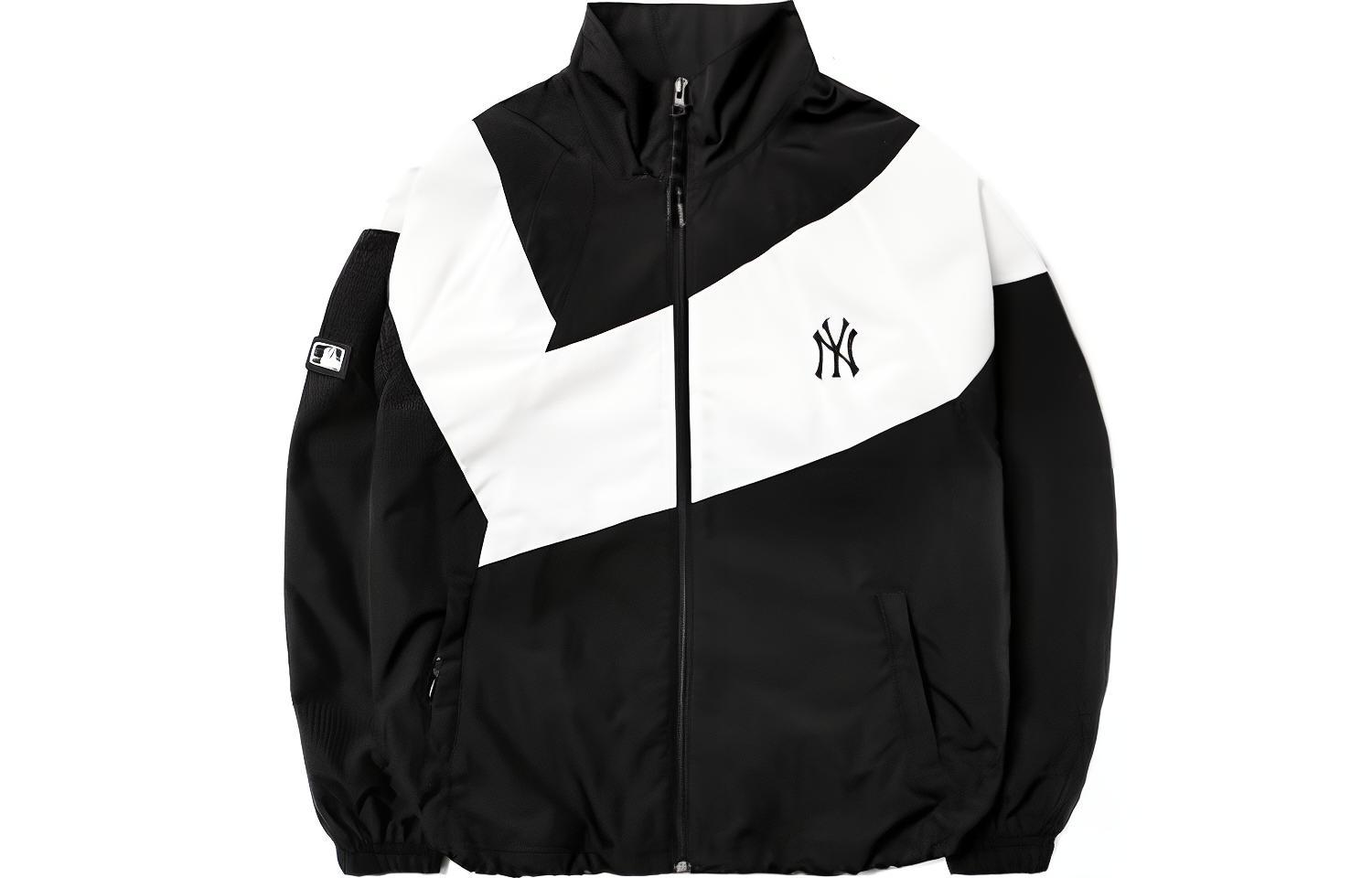 MLB New York Yankees Logo Colorblock Zip-Up Jacket Black/White Unisex. 3AWJ07014-50BKS