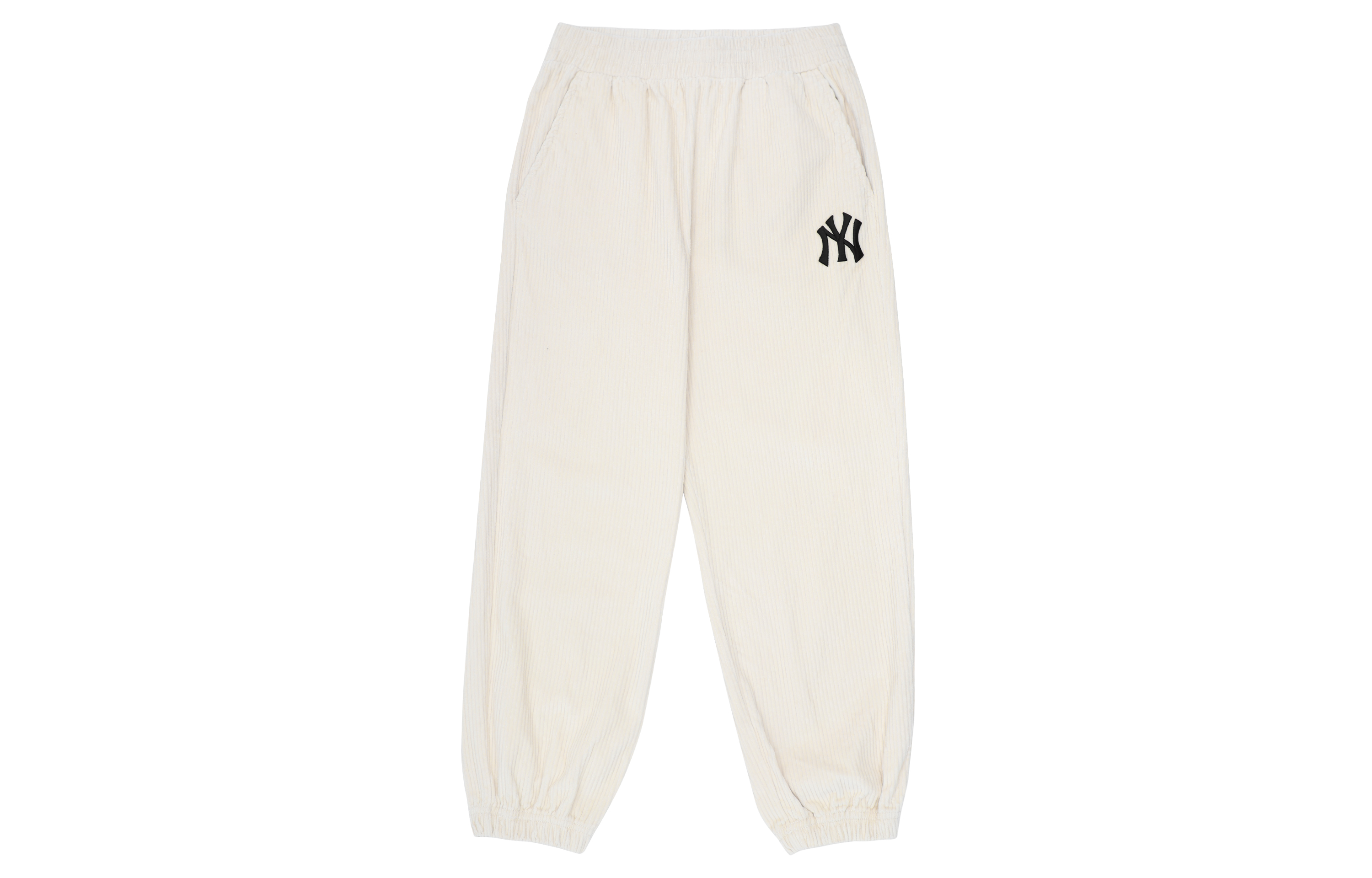 MLB New York Yankees Logo Corduroy Jogger Pants Unisex - Cream White 3AWP12014-50CRS