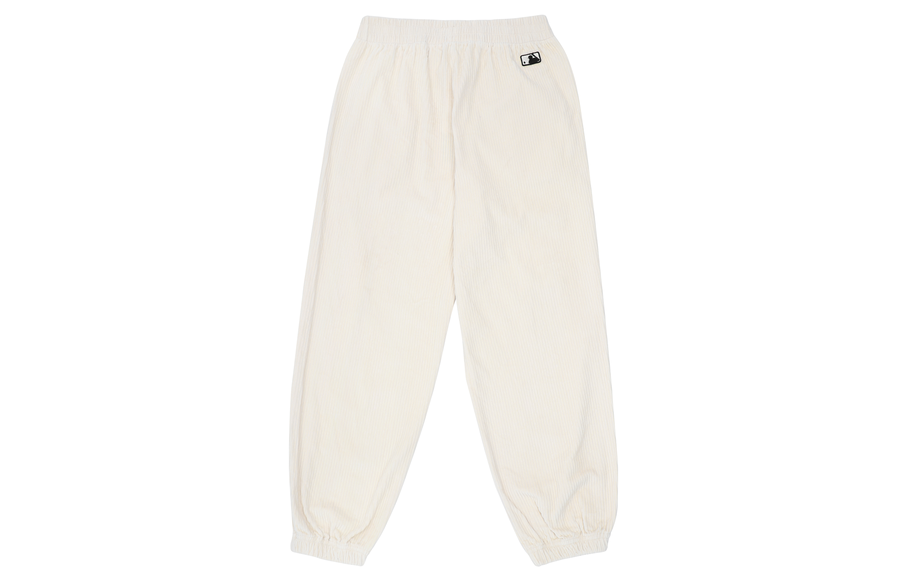 Lookbook MLB 紐約洋基隊Logo 灰絨長褲 男女款 - 奶白色 3AWP12014-50CRS