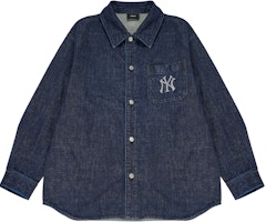 MLB New York Yankees Logo Denim Long Sleeve Shirt Unisex Deep Navy Blue. 3ADRU0124-50NYD MLB New York Yankees Logo Denim Long Sleeve Shirt Unisex Deep Navy Blue. 3ADRU0124-50NYD