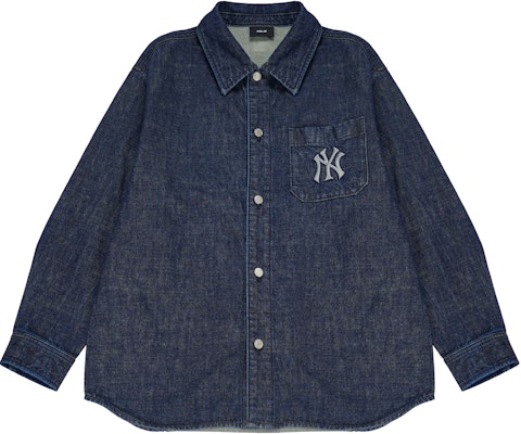 MLB纽约洋基队标志牛仔长袖衬衫 男女同款 深海军蓝色 3ADRU0124-50NYD Buy MLB纽约洋基队标志牛仔长袖衬衫 男女同款 深海军蓝色 3ADRU0124-50NYD