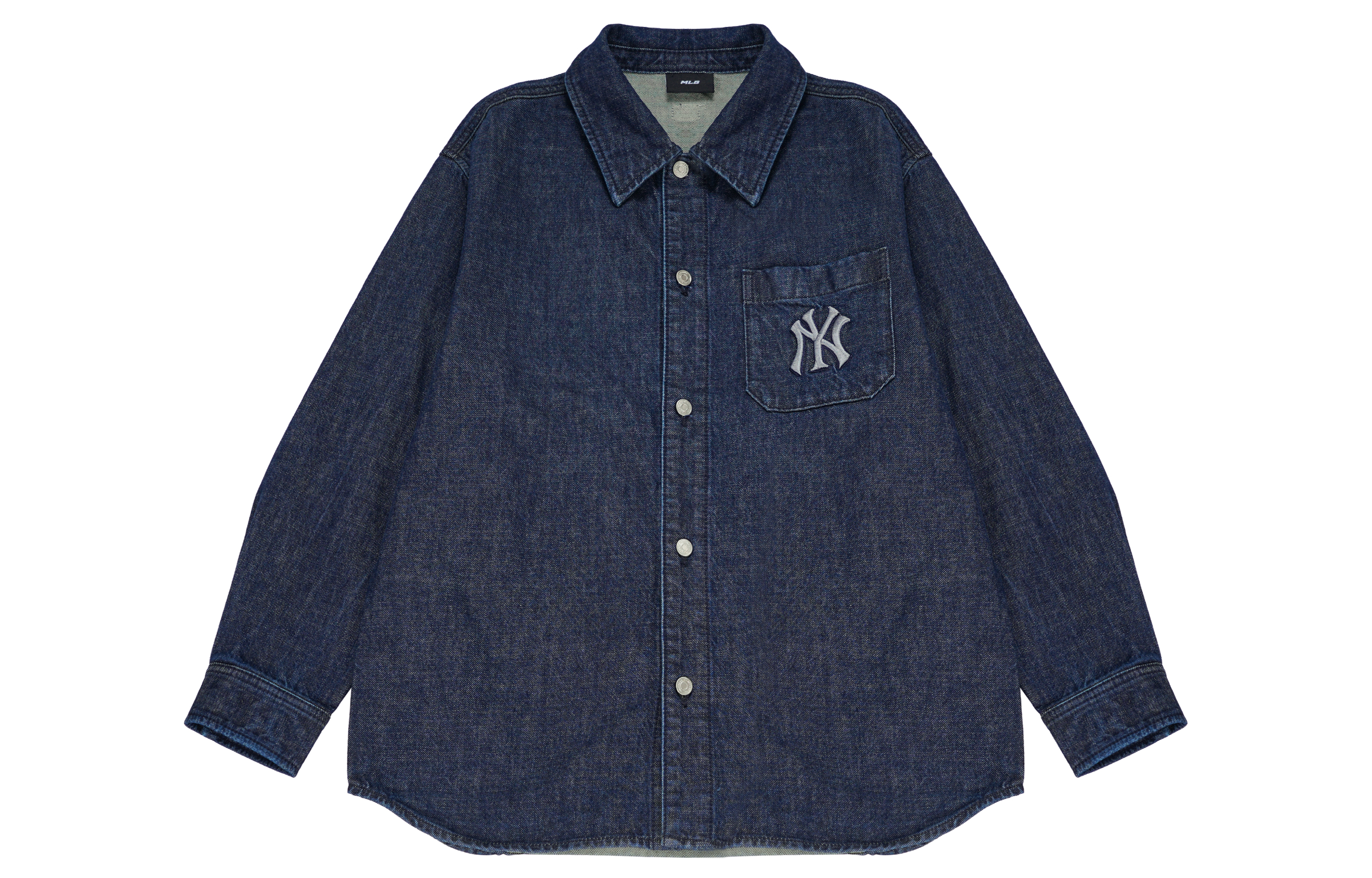 Order MLB纽约洋基队标志牛仔长袖衬衫 男女同款 深海军蓝色 3ADRU0124-50NYD