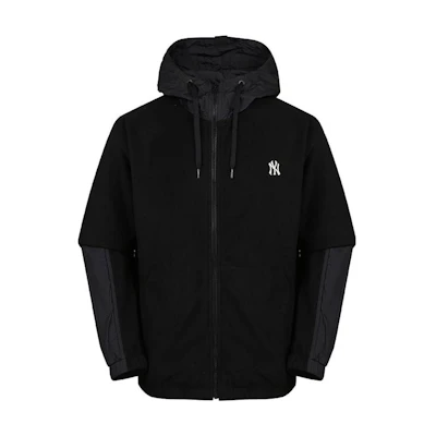 MLB New York Yankees Logo Embroidered Black Unisex Hooded Jacket 31JP03011-50L
