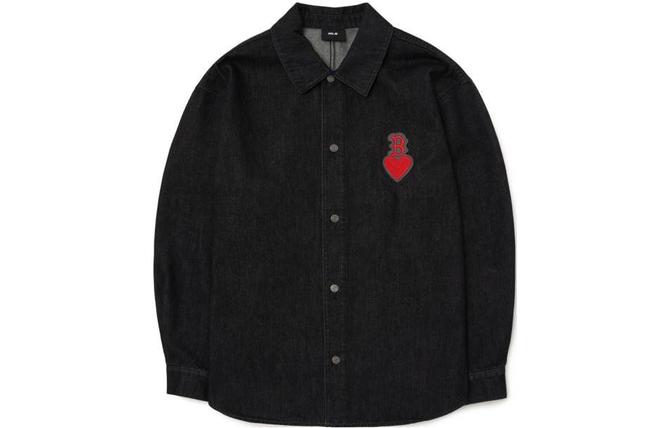 Order Camisa Negra Unisex MLB Yankees Logo Bordado Manga Larga Denim. 3ADRH0124-43BKS