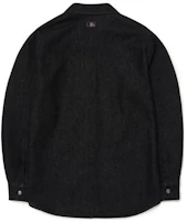 Lookbook MLB 紐約洋基隊徽刺繡牛仔長袖襯衫 男女通用 黑色 3ADRH0124-43BKS