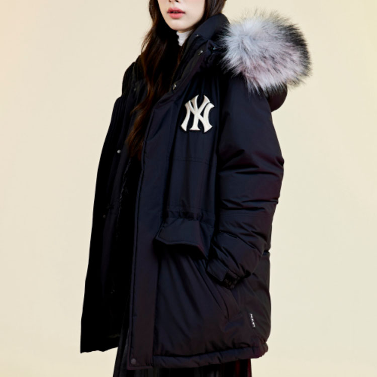 MLB New York Yankees Logo Embroidered Hoodie Puffer Jacket Unisex Black Short款 3ADJB1926-50BKS 圖 7