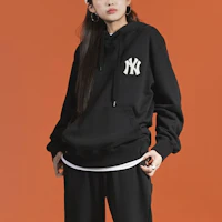 Shop MLB 紐約洋基隊Logo刺繡連帽上衣 男女款 黑色 3AHDB0624-50BKS
