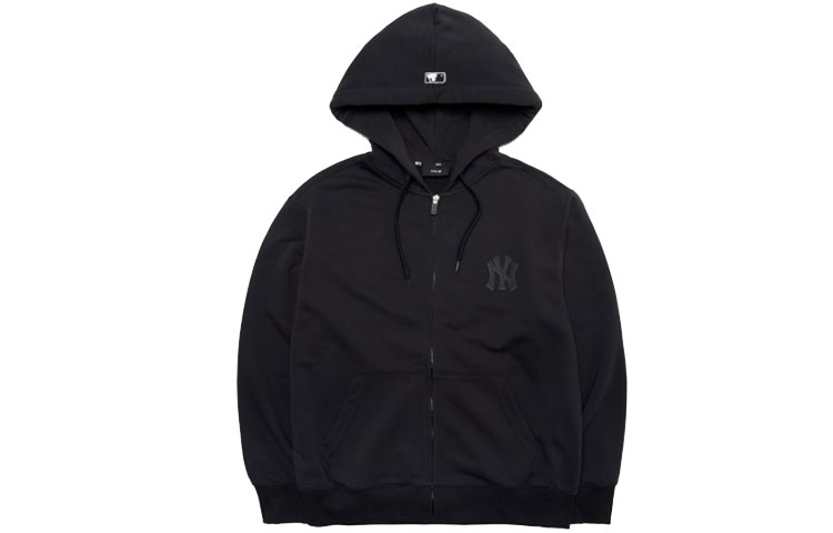 MLB New York Yankees Logo Embroidered Hoodie Zip Jacket Unisex Black 3ATR00114-50BKS