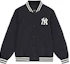 Buy MLB紐約洋基隊Logo刺繡條紋休閒夾克 男女通用 黑色 3ADJV0646-50BKS