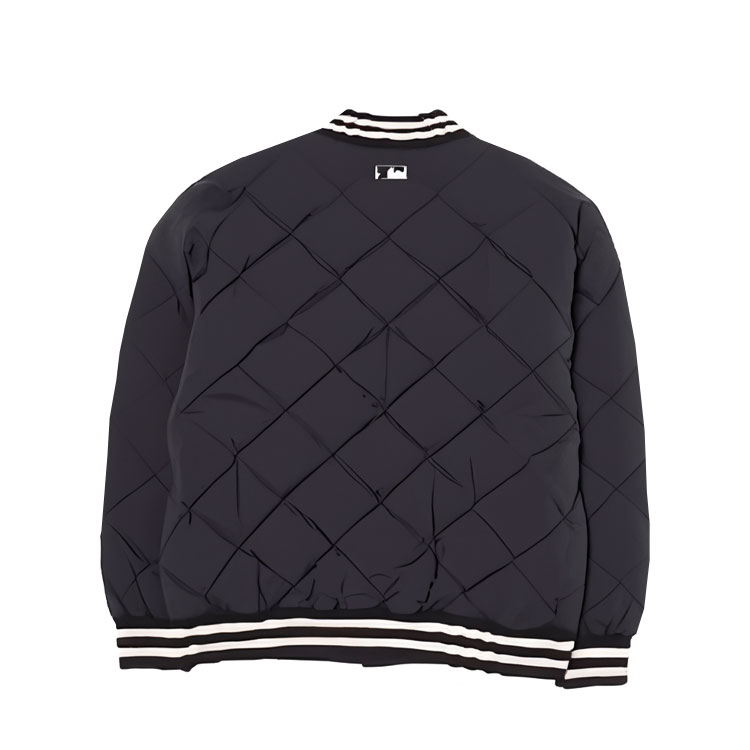 Lookbook MLB纽约洋基队标刺绣条纹休闲夹克男女黑色款式。 3ADJV0646-50BKS