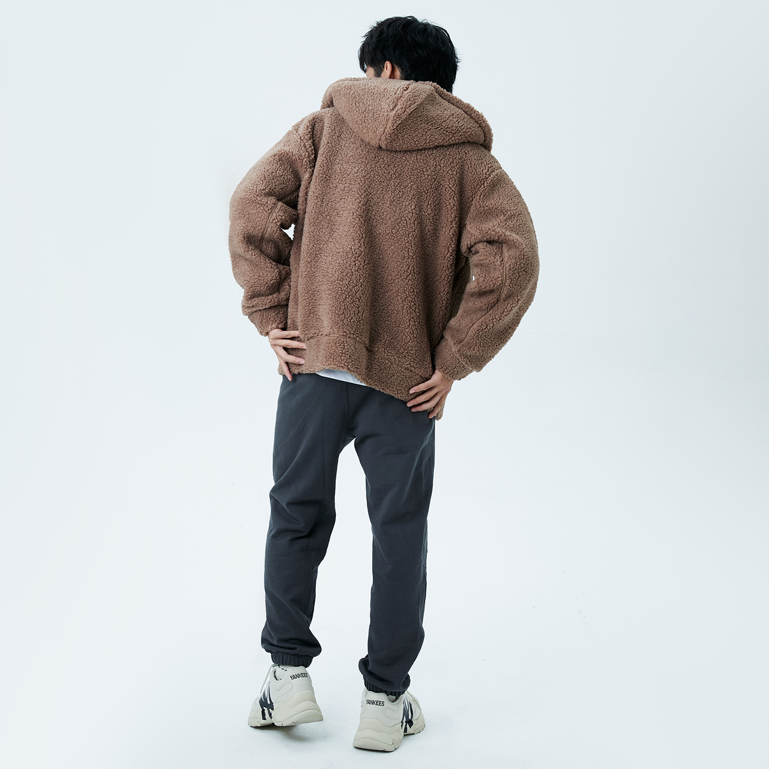 Details for MLB 紐約洋基隊Logo加絨棕色連帽外套 男女冬季穿搭. 3AJPF0516-50BGD