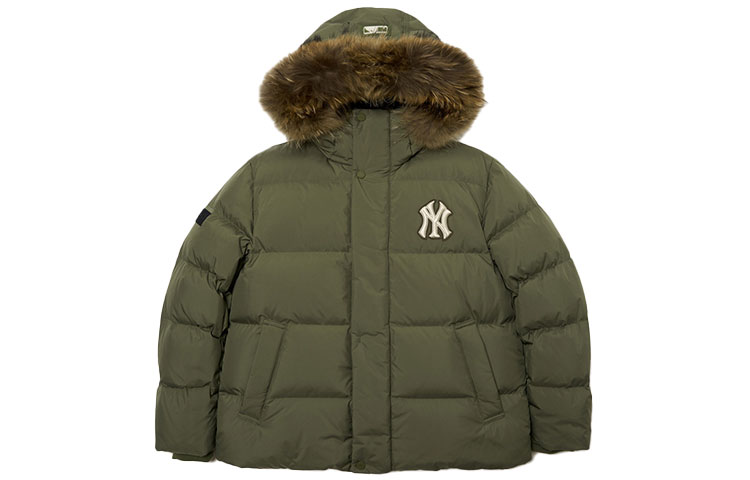 Order MLB 紐約洋基隊綠色Logo加厚連帽寬鬆羽絨外套 男女適穿 3ADJB0516-50KAD