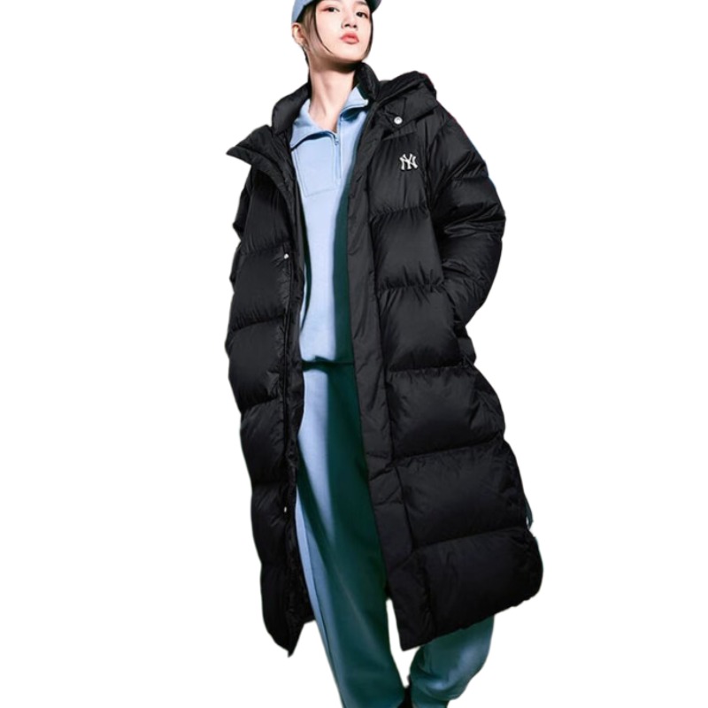 Shop MLB ニューヨークヤンキース ロゴ フード付き 中綿ジャケット ユニセックス ブラック 3ADJB1836-50BKS