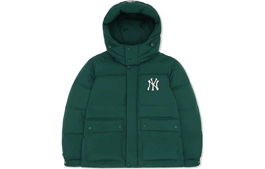 MLB New York Yankees Logo Hoodie Long Puffer Jacket Unisex Deep Green. 3ADJEC426-50GND