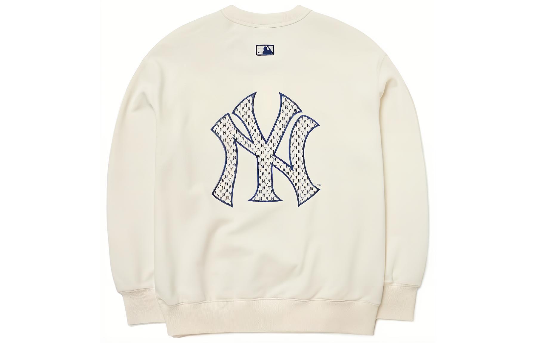MLB New York Yankees Logo Ivory Crewneck Sweatshirt Unisex - Fall Collection 3AMTM0121-50CRS