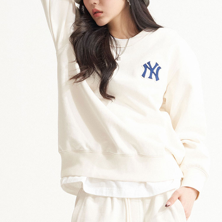 MLB New York Yankees Logo Ivory Crewneck Sweatshirt Unisex - Fall Collection 3AMTM0121-50CRS 圖 6