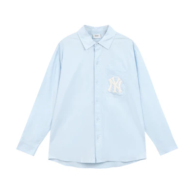 MLB New York Yankees Logo Oversized Light Blue Long Sleeve Shirt Unisex 3AWS03121-50BLL