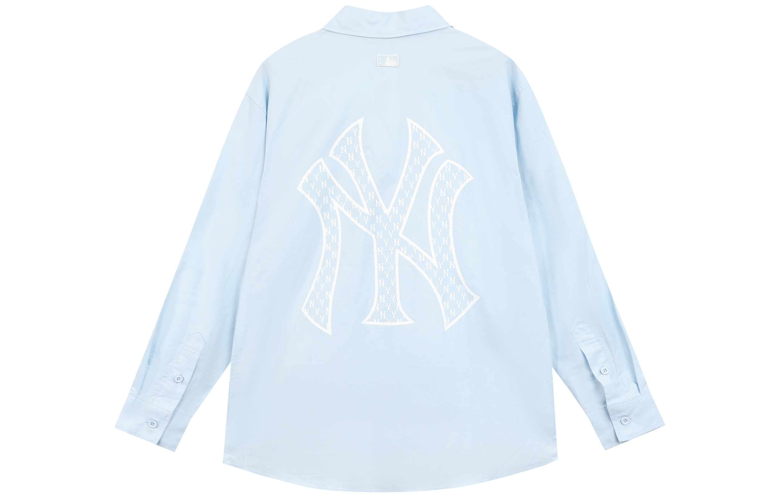 Lookbook MLB New York Yankees Logo Oversized Light Blue Long Sleeve Shirt Unisex 3AWS03121-50BLL