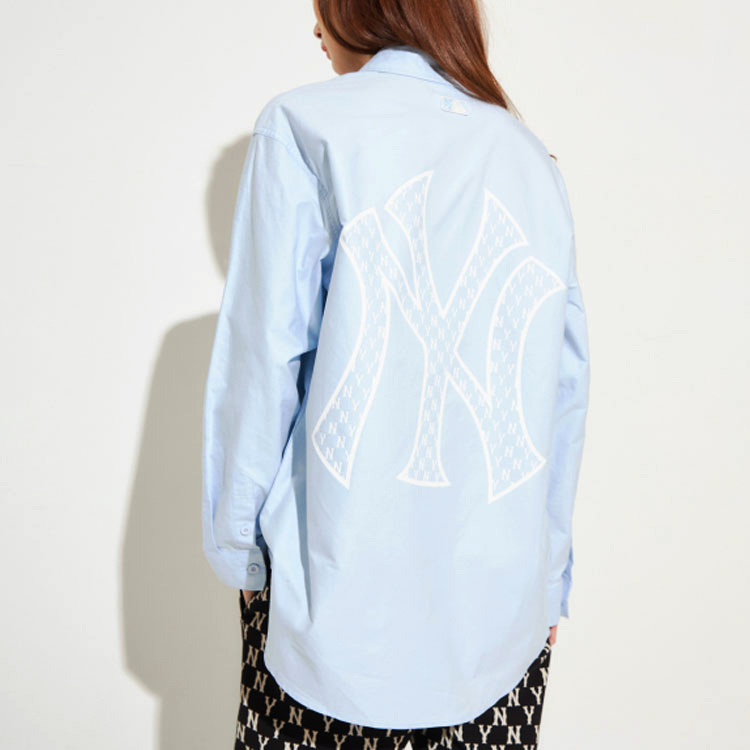 Details for MLB New York Yankees Logo Oversized Light Blue Long Sleeve Shirt Unisex 3AWS03121-50BLL
