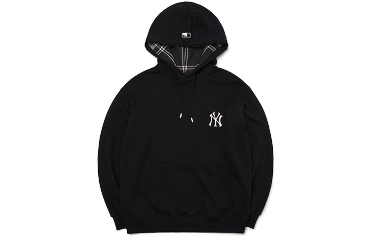 MLB New York Yankees Logo Plaid Lined Hoodie Black Unisex 3AHDC0114-50BKS