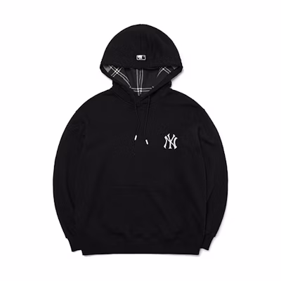 MLB New York Yankees Logo Plaid Lined Hoodie Black Unisex 3AHDC0114-50BKS