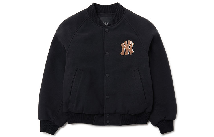 Order MLB纽约洋基队标志印花黑色棒球夹克男女同款返校款式。 3AJP16016-50BKS