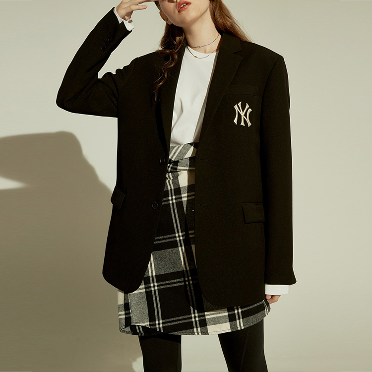 Details for MLB 紐約洋基隊標誌印花黑色長袖西裝外套 男女款 31JK01061-50L