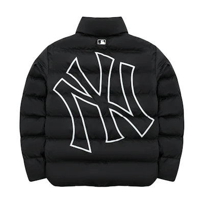 MLB New York Yankees Logo Print Black Puffer Jacket Unisex Short Zip-Up 3ADJB0726-50BKS