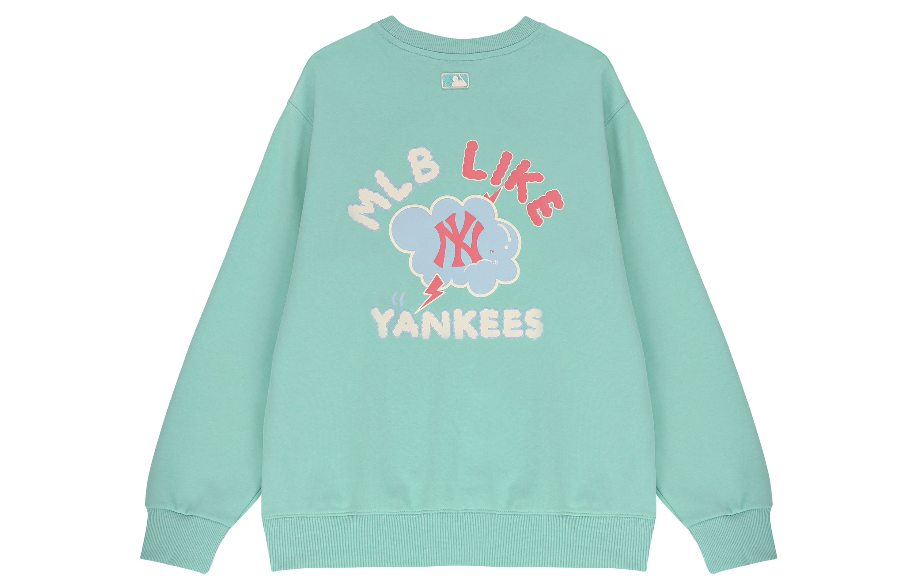 MLB New York Yankees Logo Print Crewneck Sweatshirt Mint Unisex Loose Fit 3AMTEC314-50MTL