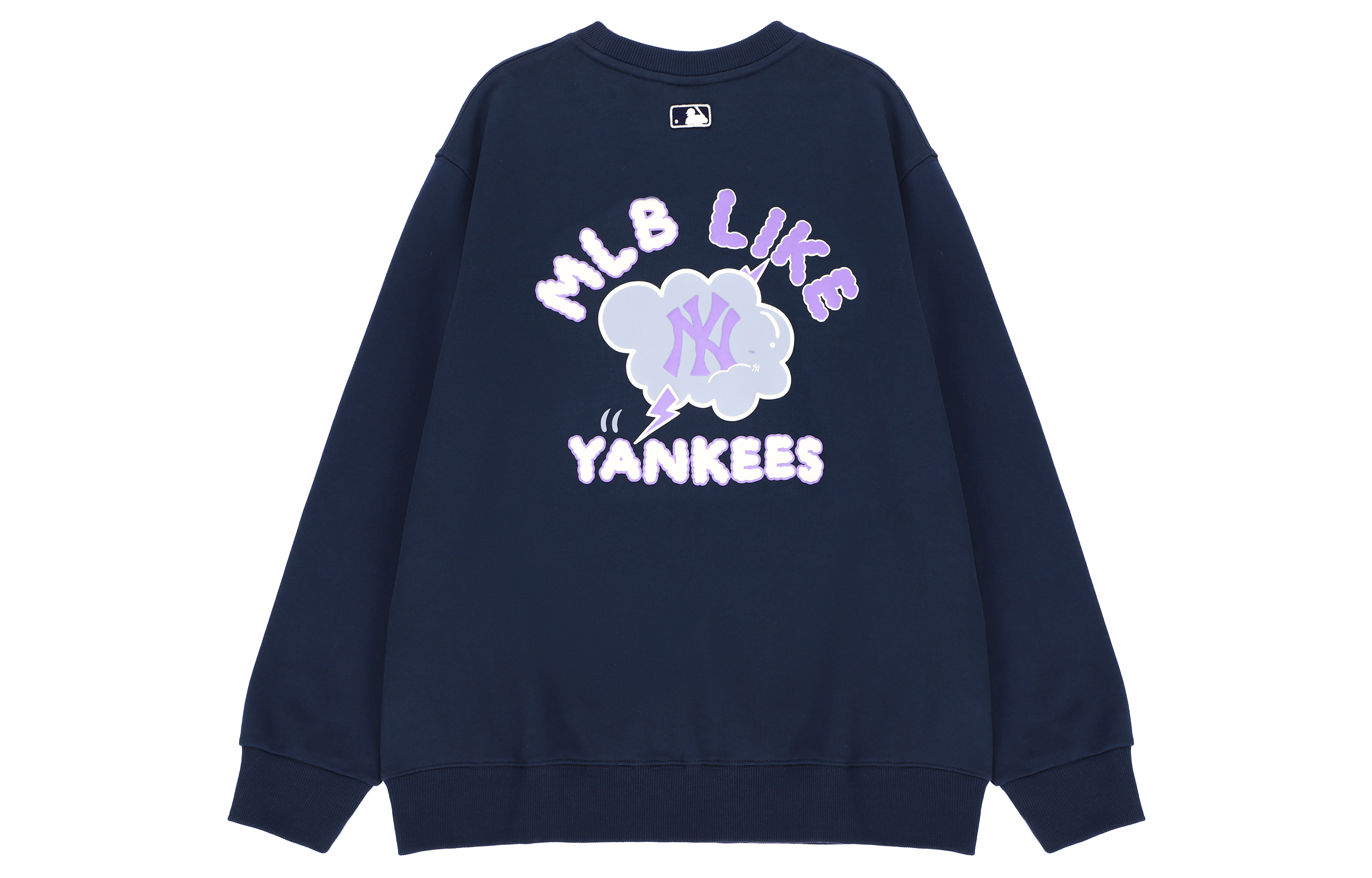 MLB New York Yankees Logo Print Crewneck Sweatshirt Unisex Deep Navy Blue 3AMTEC314-50NYD