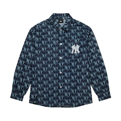 MLB New York Yankees Logo Print Denim Jacket Unisex - Deep Navy Blue 3ADRM0734-50NYD