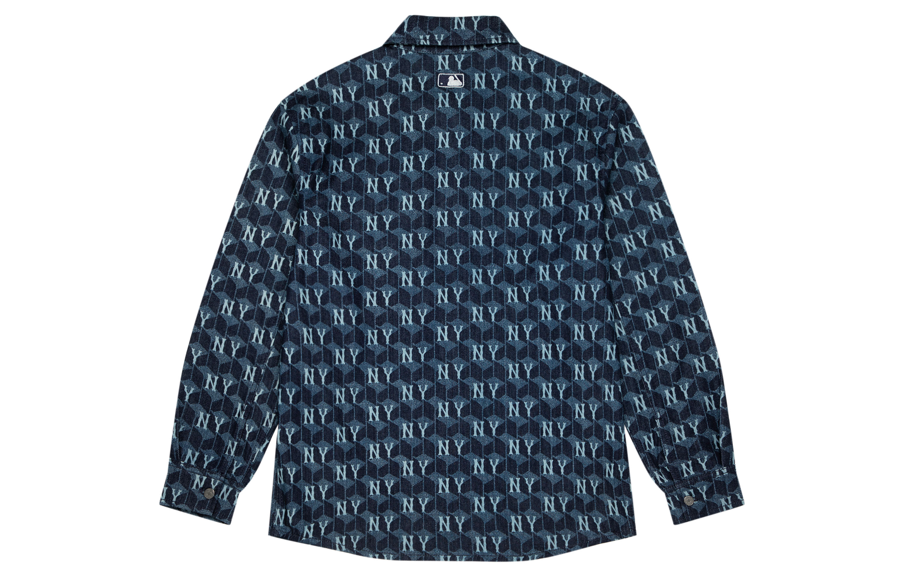 Lookbook MLB New York Yankees Logo Print Denim Jacket Unisex - Deep Navy Blue 3ADRM0734-50NYD