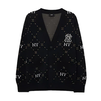 MLB New York Yankees Logo Print Knit Sweater Unisex Black 3AKCM0431-50BKS